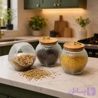 بانکه شیشه ای درب چوبی طرح ماکان