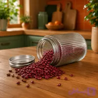 بانکه شیشه ای طرح خطی ارتفاع 17 سانت شیشه حبوبات