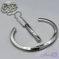 🎁 ست گردنبند و بنگل پیچ خورده ( نقره ای )