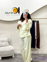 ست کت شلوار زنانه ژیله دار پاستیلی
