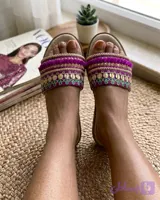 صندل زنانه سوزندوزی بنفش