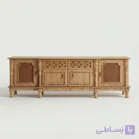 میز تلویزیون مدل حصیری کد203جدید حصیری ترند روکش چوب بلوط پایه های چوبی خراطی با ظرافت تمام cnc شده