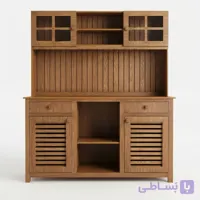 کافیبار چوبی جدید شیک با روکش طبیعی چوب بلوط و دستگیره های چوبی کد 104