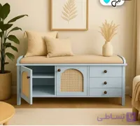 جاکفشی کد601نیمکت جاکفشی لوکس مدل حصیری