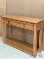 ست کنسول پذیرایی و میز تلویزیون مینیمال مدل311 روکش چوب طبیعی بلوط و راش در 2سایز
