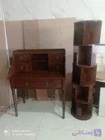 میز تحریر و کتابخانه کد701میز تحریر کلاسیک مدل خراطی | روکش چوب طبیعی و فضای ذخیره‌سازی بالا ‌