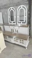 ست آینه کنسول و میز تلویزیون MDF با روکش چوب طبیعی راش و بلوط و پایه های چوبی مدل 305 در 2سایز و7رنگ