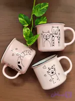 ماگ سرامیک طرح گربه صورتی