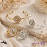 دستبند بنگل و انگشتر دخترانه طرح طرح صدف و اسب دریایی کد 890