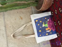 توتبگ پارچه ای سفید جیب جلو چرم فانتزی نیل ست