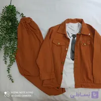 سه تیکه پسرانه کتان . تیشرت تک . شلوار رویه کت تک