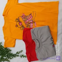 تیشرت اسپرت تک رنگی آستین کوتاه طرح کفش اسپان اعلا