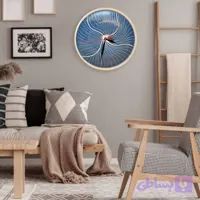 ساعت دیواری سرامیکی آبی نارسیس | زیرلعابی اسگرافیتو دست‌ساز – N1.clock