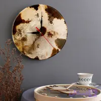 ساعت دیواری سرامیکی دست‌ساز نارسیس، تک‌نسخه با رنگ منحصربه‌فرد انتزاعی – n9.clock