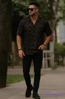پیراهن مردانه H&M استین کوتاه یقعه انگلیسی نخی کد ۰۲۵