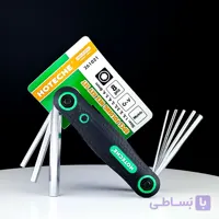 مجموعه آچار شش گوش تاشو - دسته آهنی - با روکش لاستیکی - 8 سایزی - برند اصلی Hoteche هوتچ (261021)