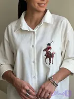 شومیز زنانه لینن طرح چوگان