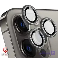 محافظ لنز آیفون نگین دار نقره ای iphone