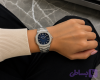 ساعت پتک فلیپ اصلی بند نقره ای صفحه سرمه ای