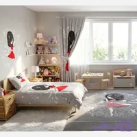 ست فرش ماشینی و روتختی مخمل و پرده دختر و پروانه
