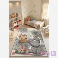 فرش کودک زرافه و اسب آبی نقش برجسته