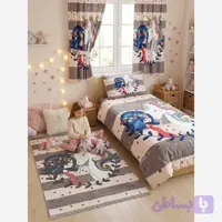 ست فرش ماشینی، روتختی و پرده اتاق خواب کودک و نوجوان دخترانه