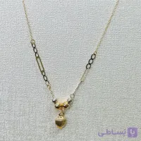 گردنبند طلا 18 عیار مینیمال قلب صدفی و گوی های دورنگ وزن 1.070 گرم اجرت ساخت ۱۵ درصد کد GD01 000265