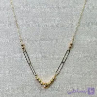 گردنبند طلا 18 عیار مینیمال زنجیر هرمس و گوی مرکزی وزن 0.910 گرم اجرت ساخت ۱۵ درصد کد GD01 000264
