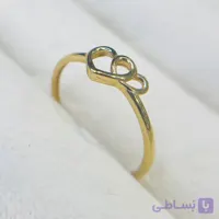 انگشتر طلا 18 عیار مینیمال دوقلب متصل وزن 0.730 گرم اجرت ساخت ۹ درصد کد GD01 000287