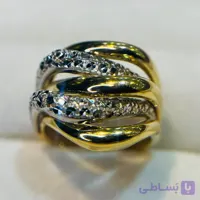 انگشتر طلا 18 عیار مارپیچی دورنگ تراش وزن 4.750 گرم اجرت ساخت ۹ درصد کد GD01 000292