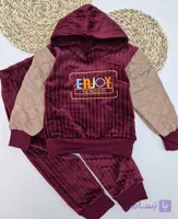 ست هودی و شلوار پسرانه مخمل وارداتی ENJOY (سایز 35 40)