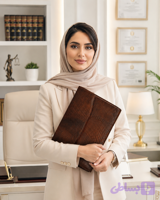 کیف وکالتی( فولدر )چرم طبیعی اداری کلاسوری طرح لزارد قهوه‌ای