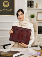 کیف وکالتی( فولدر ) اداری دورزیپ جیب دار چرم طبیعی طرح روکو زرشکی