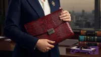کیف وکالتی( فولدر ) چرم اداری کلاسوری قفل رمزدار چرم گاوی روکو زرشکی
