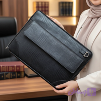کیف وکالتی( فولدر ) اداری دورزیپ جیب دار چرم طبیعی طرح لزارد مشکی