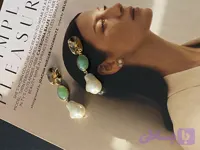 گوشواره سنگ با مروارید باروک