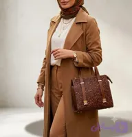 کیف دستی زنانه چرم مدل نیلوفر گردویی چرم گابای