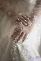 دستکش شکوفه و مرواریدی عروس