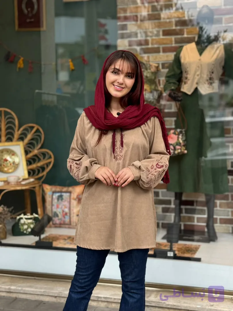 مانتو راز کبریتی کرم تیره