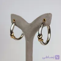 گوشواره نقره دست‌ساز وارداتی طرح حلقه‌ای با ترکیب نقره و درخشش طلایی وارداتی تک نسخه مخصوص خاص پسندان