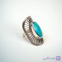 انگشتر نقره خاص با فیروزه اصل کشیده و قاب آنتیک وارداتی تک نسخه مخصوص خاص پسندان