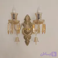 دیوار کوب کریستالی ۲ شعله باکارا عسلی