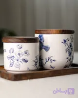 پاسماوری و جا ادویه سرامیکی از مجموعه "پرواز" با درب چوبی و سرامیکی