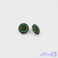 گوشواره نقره و سوزن دوزی طرح گل