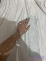 دستکش توری بلند آبی آسمونی