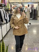 ترنچ کت زنانه مدل سانتانا گرم بالا کد 052