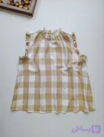 تاپ زنانه لینن برند WHO WHAT WEAR استوک اورجینال طرح چهارخانه