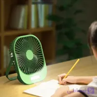 پنكه شارژي و چراغ دار رنگ سبز