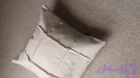 کوسن کتان مدل مربع بزرگ روریشه برند نخ سفید رنگ شیری سایز 50*50