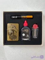 پک هدیه ۴ تکه فندک بنزینی لایتر (LIGHTER) طرح عقاب هارلی دیویدسون برنزی با چوب سیگار و بنزین | فروشگاه بارزار